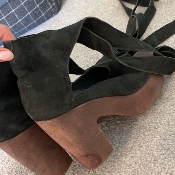 Free People Johnny Was Understated Leather Black Gladiator Platform size 40 - 9 - Picture 7 of 10